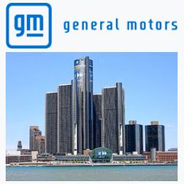 GM logo and company headquarters