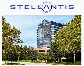 Stellantis logo and company headquarters