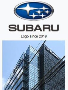 Subaru logo and corporate office building